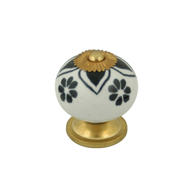 bouton-rond-porcelaine-blanc-motif-fleur-noir-B0470